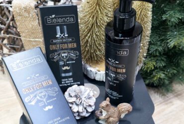 présentation d'une gamme de cosmétique de 3 produits pour homme pour les fêtes de noel