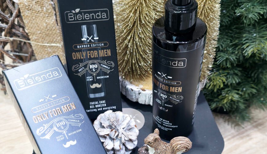 présentation d'une gamme de cosmétique de 3 produits pour homme pour les fêtes de noel